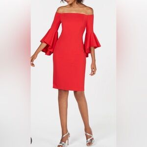 Red Calvin Klein cocktail dress